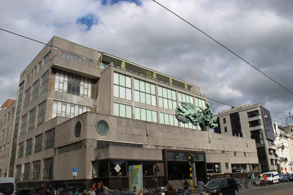 The De Grote Post cultural centre in Ostend, a converted modernist post office building
