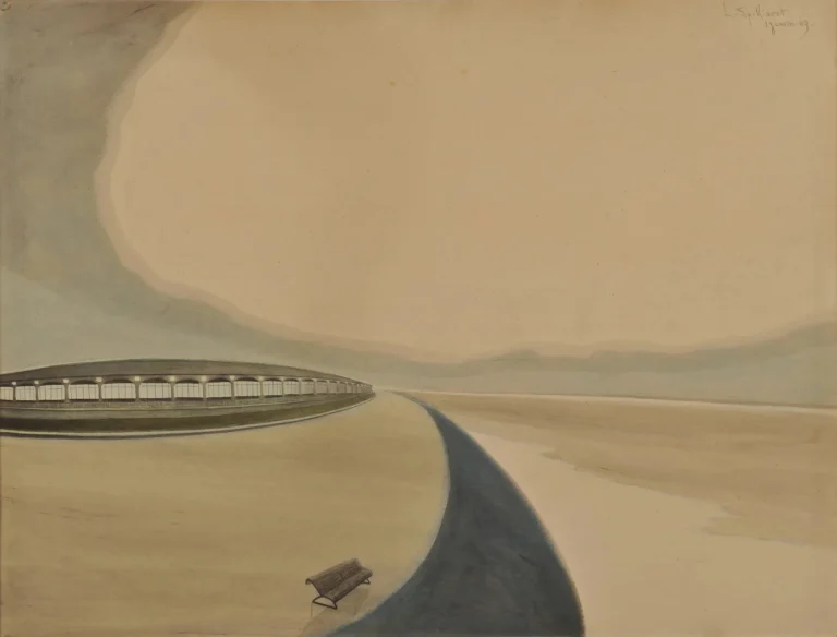 Léon Spilliaert's 1909 painting of Ostend's sea wall and Kursaal, an empty promenade curving beside the beach